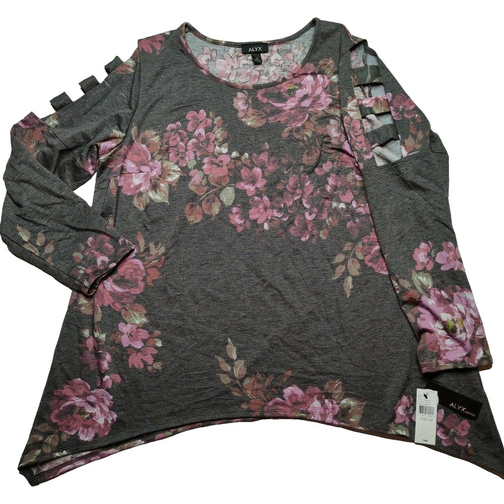 ALYX Woman Plus 2X Secret Garden Floral Print Long Sleeve Shirt NEW